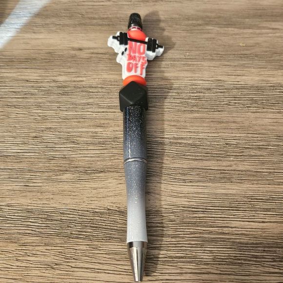 Other - NWOT White & Black Ombre Glitter No Days Off Workout Lifting Weights Beaded Pen